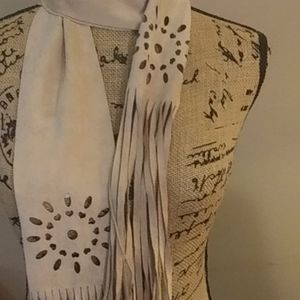 Boho suede fringe scarf